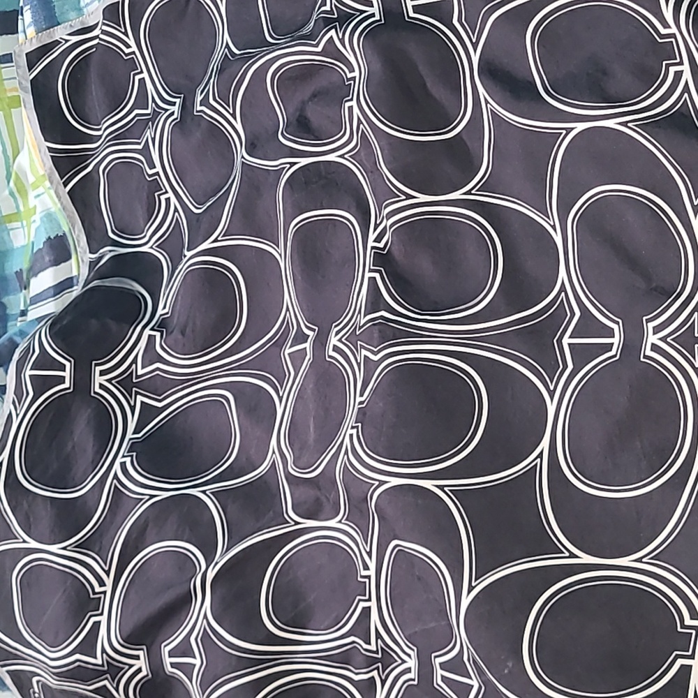 Coach Black Sqaure Patterned Scarf/Handkerchief